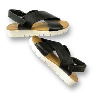 ENJOIYA Comoda Sandal in Black Leather Made in Italy Size EU 37 (NWOT)